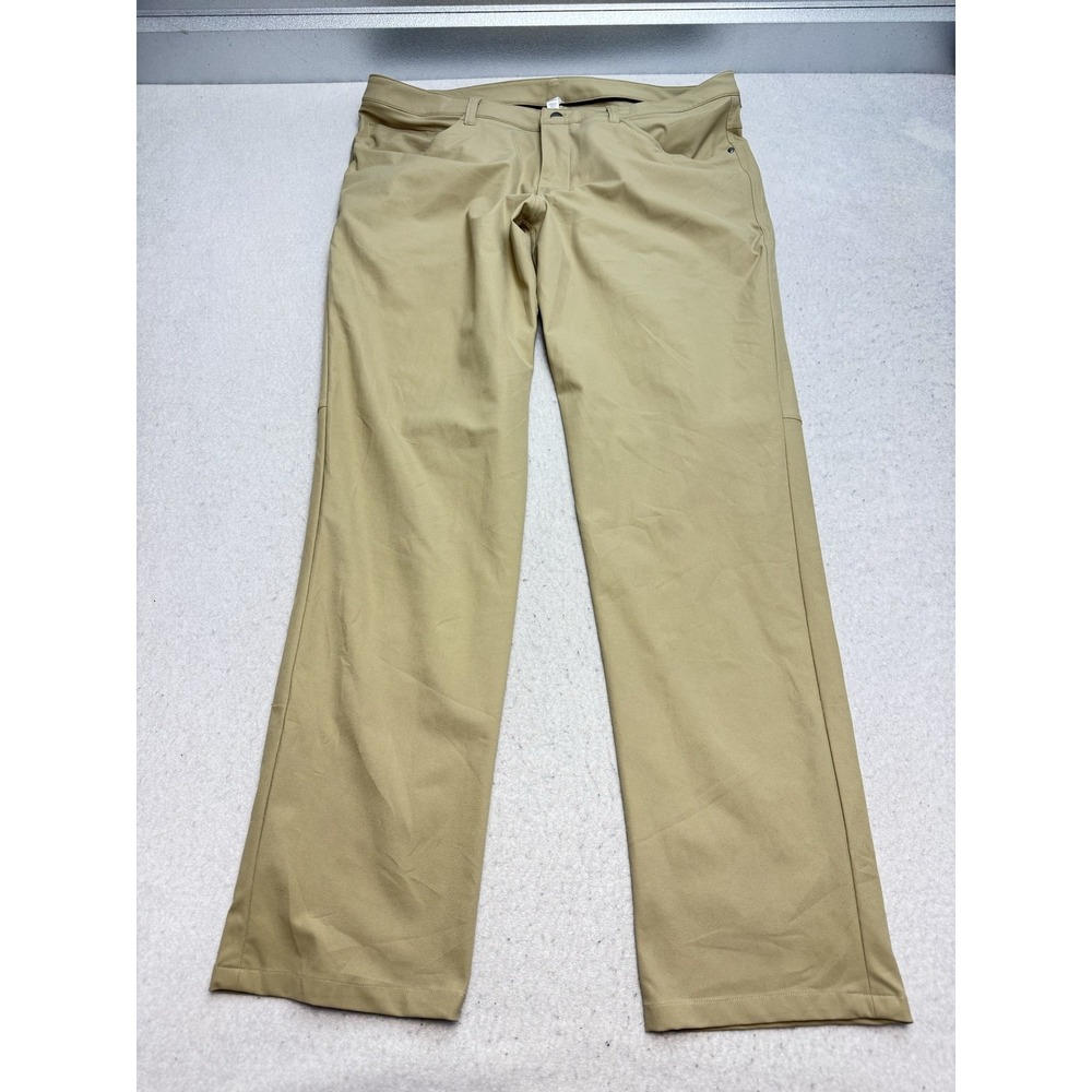 Lululemon Pants Mens 38x34 Beige 100% Polyester Straight Khakis Travel Casual